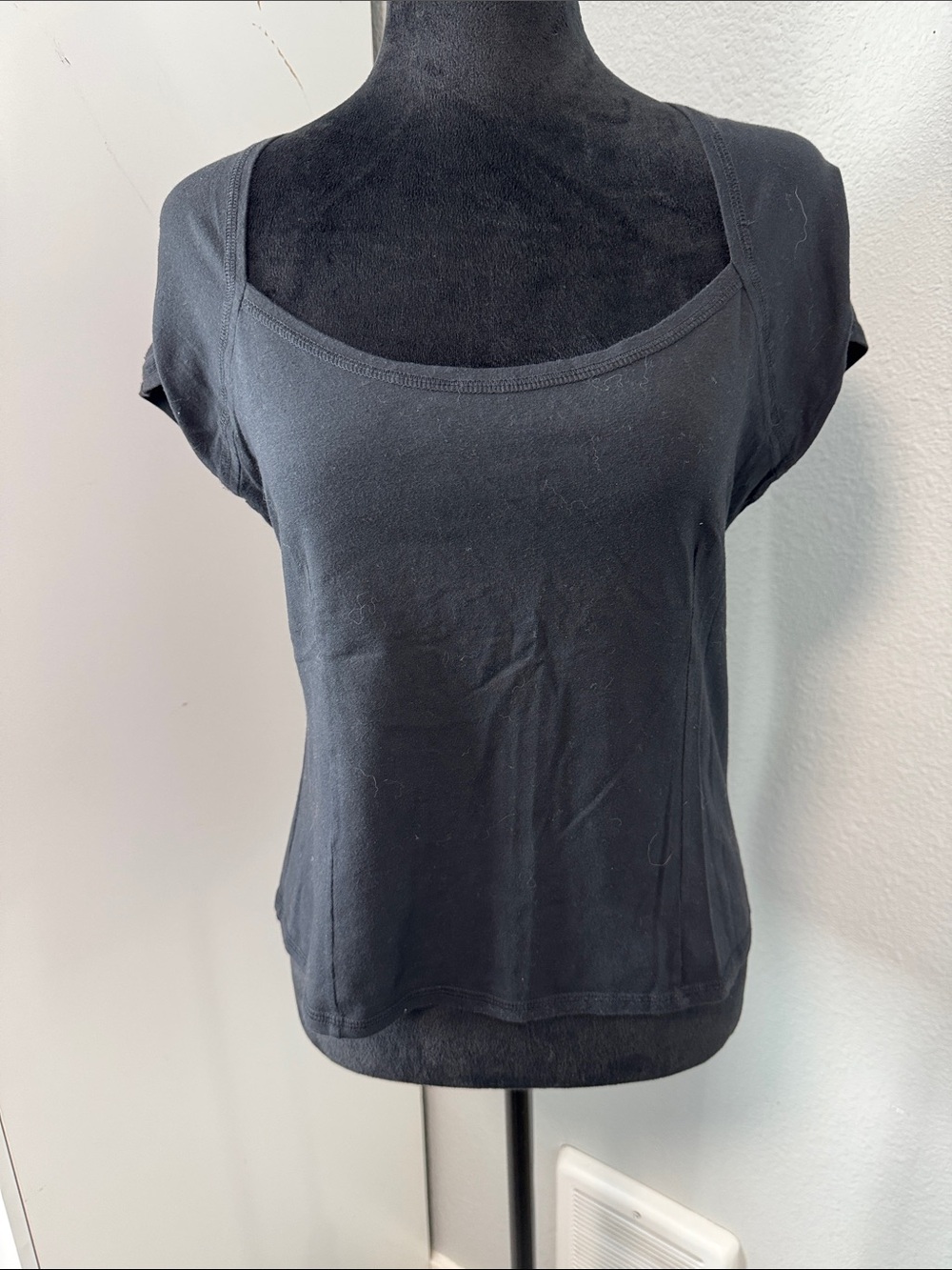 Ladies Black Scoop-Neck Short Sleeve Tee